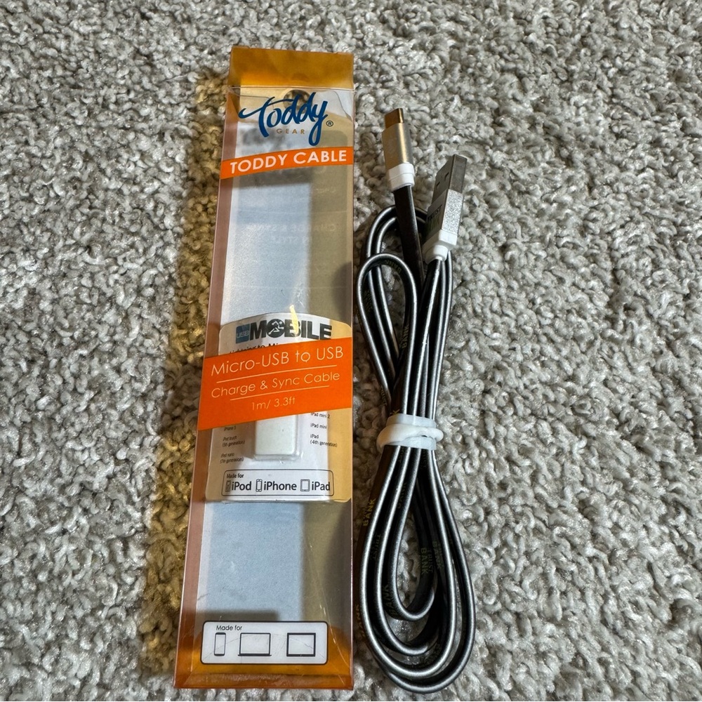 TODDY Micro-USB to USB Cable - Black and White and blue and white